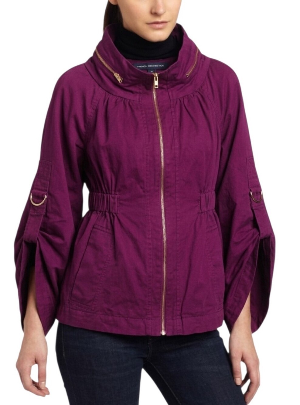 French Connection Underground Purple Twill Cotton & Linen Jacket Women's Size 10